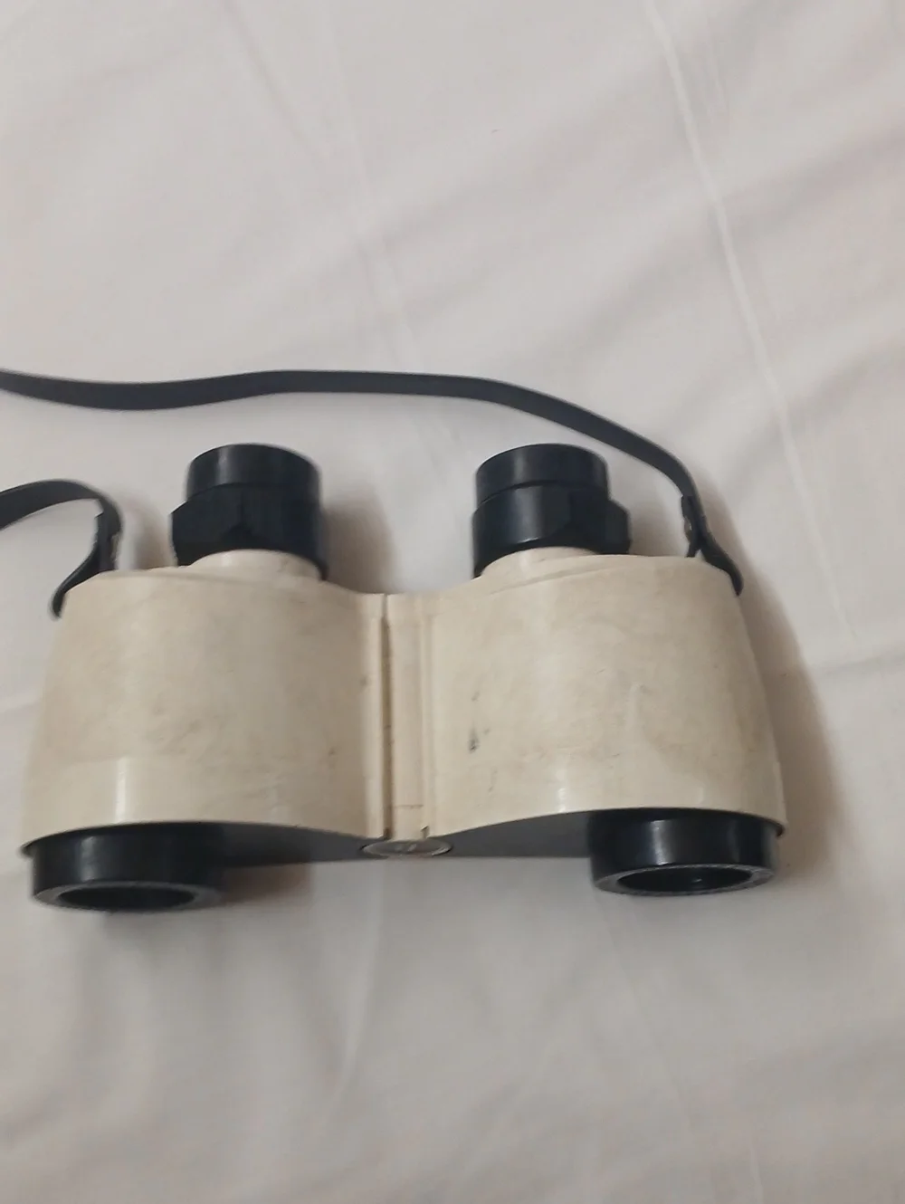 Compact White Binoculars with Black Accents - Lightweight Optical Viewer